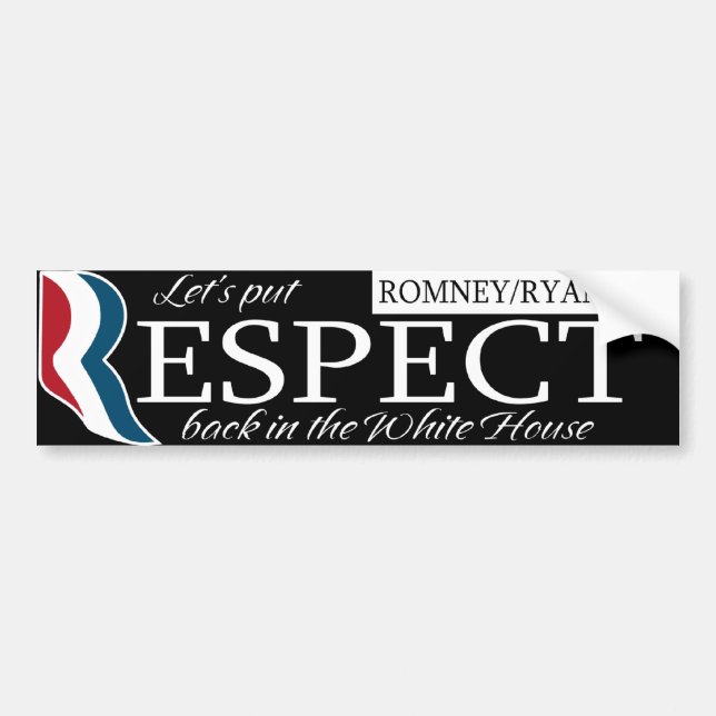 Autocollant De Voiture Respect Romney/Ryan 2012 (Devant)