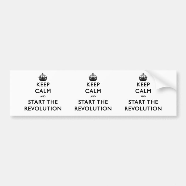 Autocollant De Voiture Restez Calme Et Commencez La Révolution (Devant)