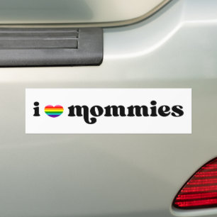 Autocollant De Voiture Retro Rainbow Heart I Love My Mommies Queer Moms