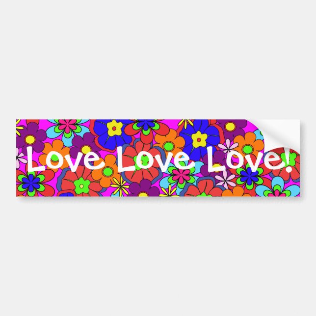 Autocollant De Voiture Rétros fleurs de hippie (Devant)