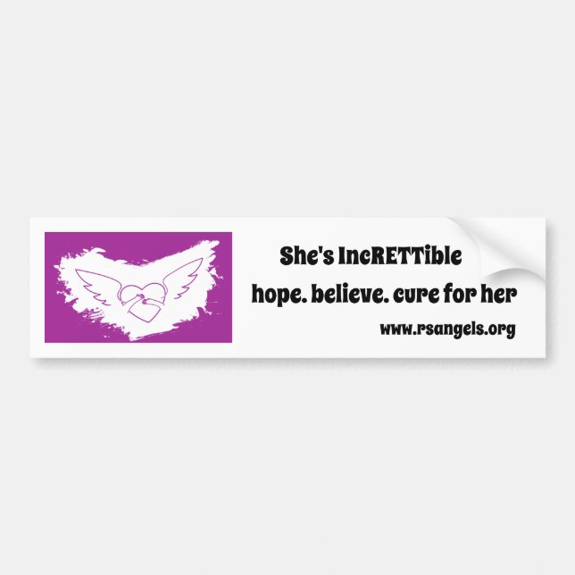 Autocollant De Voiture Rett Syndrome Ange Bumper Sticker pour elle (Devant)