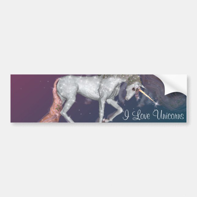 Autocollant De Voiture Rêves de licorne (Devant)