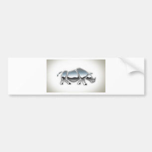 AUTOCOLLANT DE VOITURE RHINOCÉROS ARGENTÉ