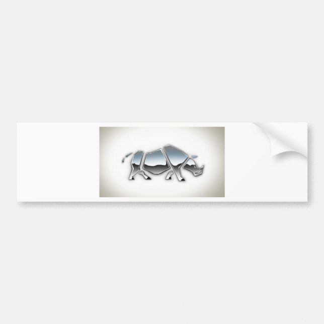 AUTOCOLLANT DE VOITURE RHINOCÉROS ARGENTÉ (Devant)