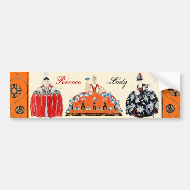 AUTOCOLLANT DE VOITURE ROCOCO LADY ART DÉCO BEAUTÉ MODE COSTUME DESIGN (Devant)