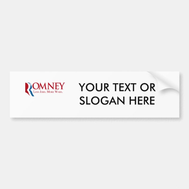 Autocollant De Voiture Romney - moins de travaux, plus de guerres (Devant)