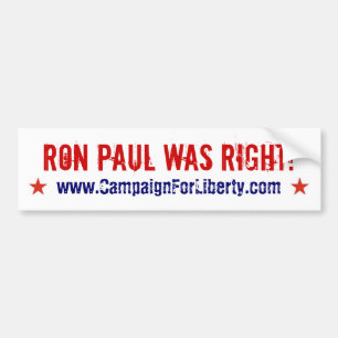 Autocollant De Voiture Ron Paul avait raison ! adhésif pour pare-chocs