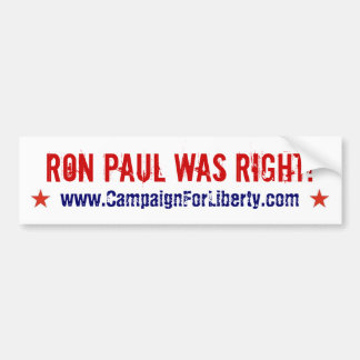 Autocollant De Voiture Ron Paul avait raison ! adhésif pour pare-chocs