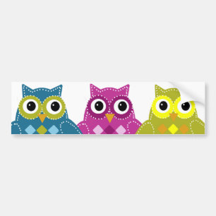 Autocollant De Voiture Rosâtre le hibou adorable