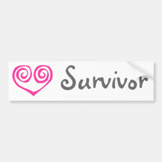 Autocollant De Voiture Rose Double Coeur Spiral Cancer du sein Survivant