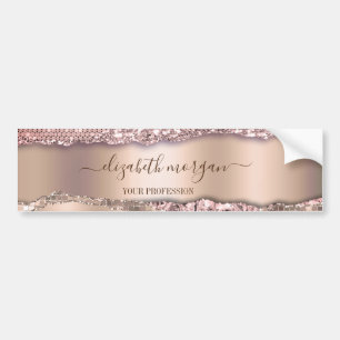 Autocollant De Voiture Rose Gold Tendance Diamants Paillettes Monogramme