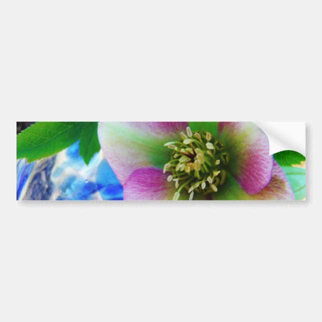 Autocollant De Voiture Rose rose carême bleu boule de verre (Devant)