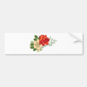 Autocollant De Voiture Rose rouge et marguerites