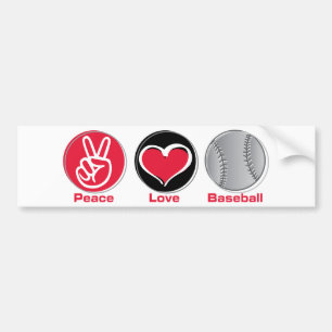 Autocollant De Voiture Rouge de base-ball d'amour de paix