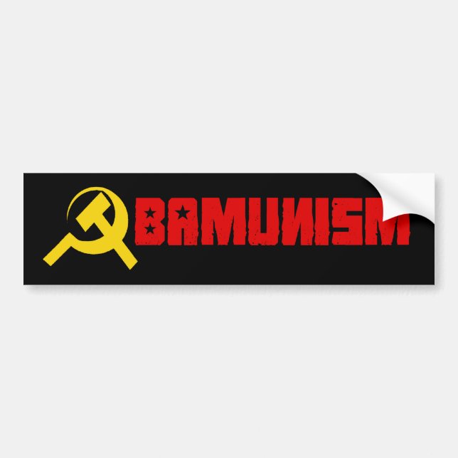 Autocollant De Voiture Rouge de Bumpersticker - d'Obamunism (Devant)