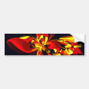Autocollant De Voiture Rouge Jaune Floral Moderne Résumé Modèle Art #10