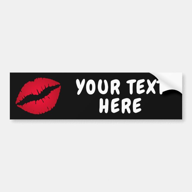 Autocollant De Voiture Rouge Ombre Lipstick Diva Lips Noir (Devant)
