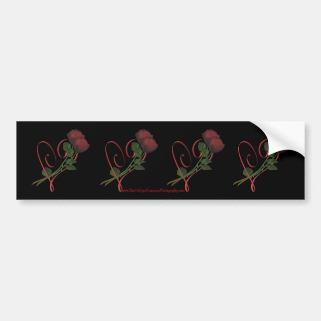 Autocollant De Voiture Rouge Roses Coeurs Fleur Sticker Sticker Car Art (Devant)