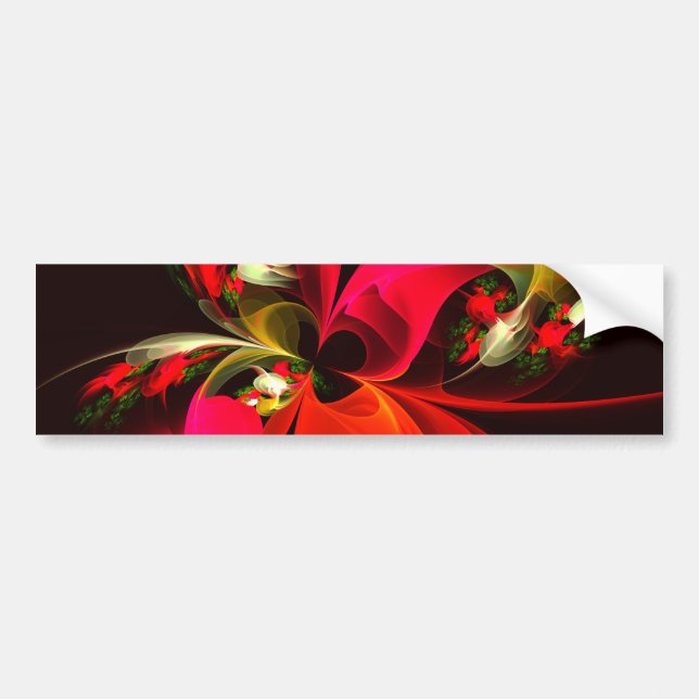 Autocollant De Voiture Rouge Vert Floral Moderne Art Abstrait Motif #02 (Devant)