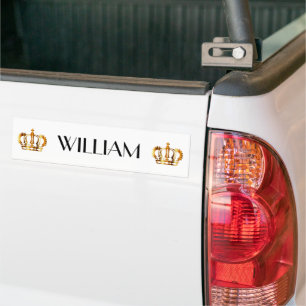 Autocollant De Voiture Royal Gold Crown Name White