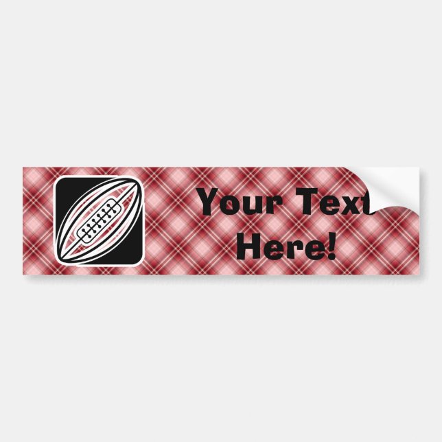 Autocollant De Voiture Rugby rouge de plaid (Devant)