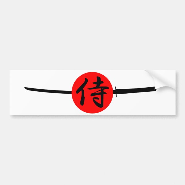 Autocollant De Voiture SAMOURAÏS - épée et kanji (Devant)