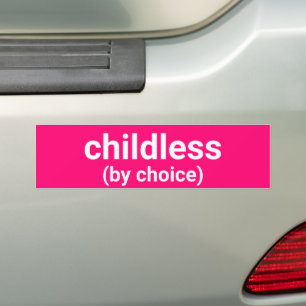 Autocollant De Voiture Sans enfant par choix typographie minimaliste rose