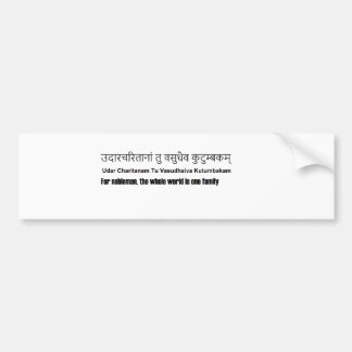 Autocollant De Voiture sanskrit : kutumbak de vasudhaiva du TU