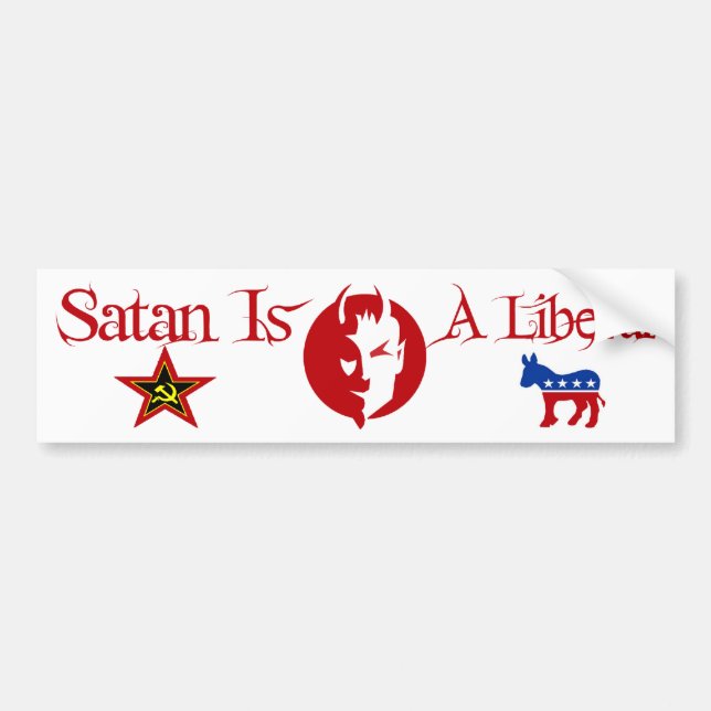 Autocollant De Voiture Satan est un libéral (Devant)