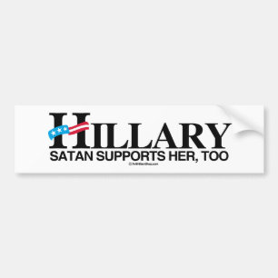 Autocollant De Voiture Satan soutient Hillary, trop - Anti-Hillary - .png