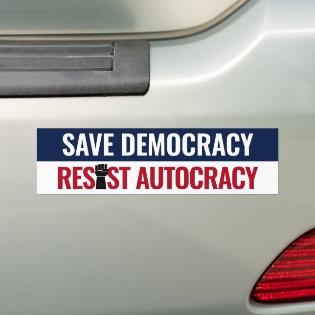Autocollant De Voiture Sauver la démocratie résiste à l'autocratie - Anti (En voiture)