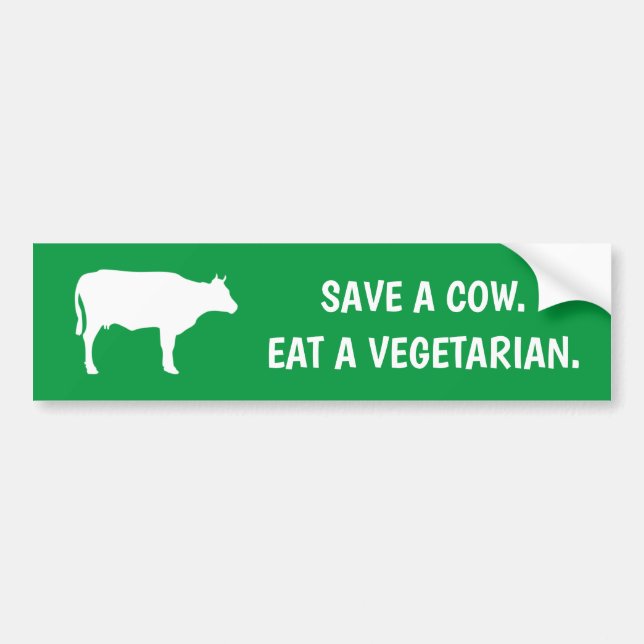 Autocollant De Voiture sauver une vache manger un vert végétarien (Devant)