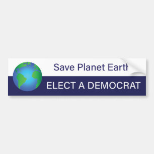 Autocollant De Voiture Sauvez la planète Terre ; élire un démocrate