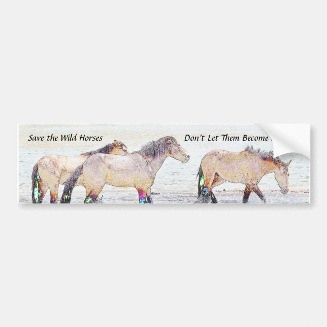 Autocollant De Voiture Sauvez l'adhésif pour pare-chocs de chevaux (Devant)