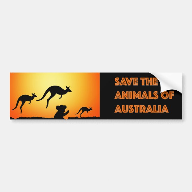 Autocollant De Voiture Sauvez les animaux d'Australie (Devant)