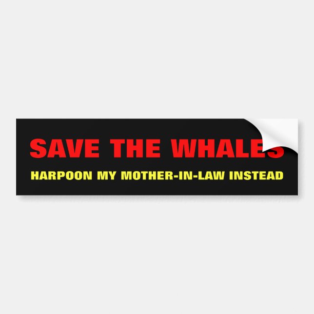 Autocollant De Voiture Sauvez les baleines, belle-mère d'harpon à la (Devant)