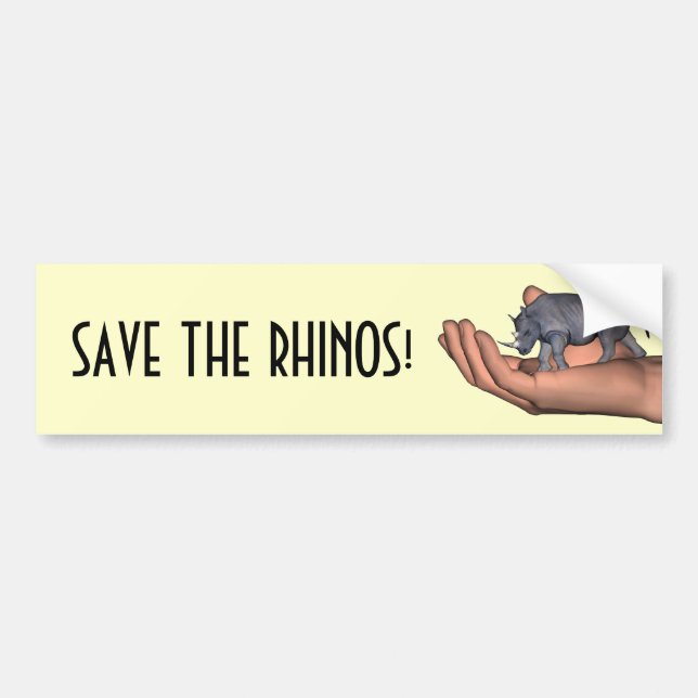 Autocollant De Voiture Sauvez Les Rhinos ! (Devant)