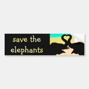Autocollant De Voiture Sauvez les troncs de coeur d'éléphants