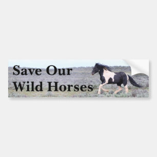 Autocollant De Voiture Sauvez nos chevaux sauvages