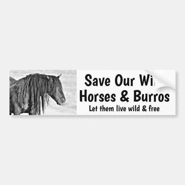 Autocollant De Voiture Sauvez nos chevaux sauvages (Devant)