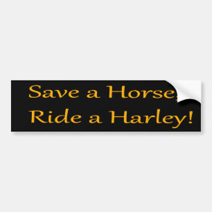 Autocollant De Voiture Sauvez un cheval, montez un Harley ! (Orange sur