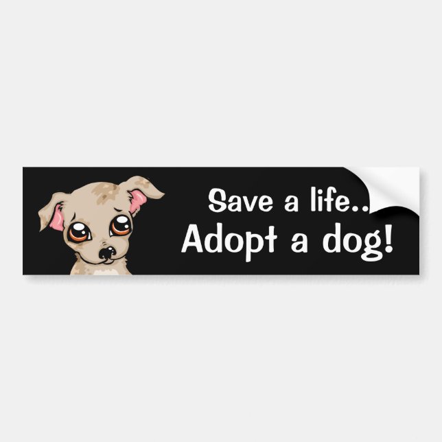Autocollant De Voiture Sauvez une vie adoptent un chien (Devant)