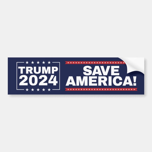 Autocollant De Voiture Save America ! Trump 2024 Bumper Sticker (Devant)