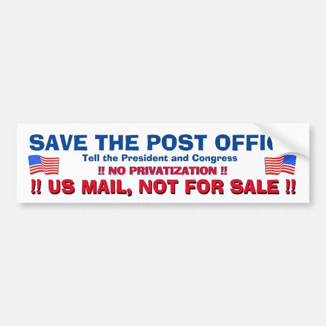 AUTOCOLLANT DE VOITURE SAVE THE US POST OFFICE ! #2 (Devant)
