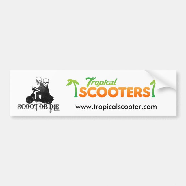 Autocollant De Voiture ScootOrDie, logo_02, www.tropicalscooter.com (Devant)