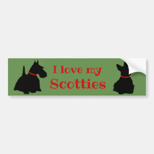 Autocollant De Voiture Scottish Terrier, J'aime mes Scotties/Noir