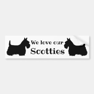 Autocollant De Voiture Scottish Terrier, Nous aimons nos Scotties, 2 Scot
