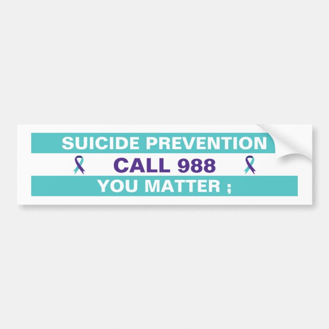 Autocollant De Voiture Sensibilisation à la prévention du suicide 988 Lig (Devant)