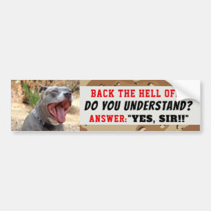 Autocollant De Voiture Sergent d'exercice Pitbull Oui Sticker Sir Bumper