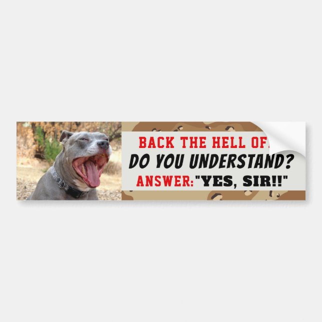 Autocollant De Voiture Sergent d'exercice Pitbull Oui Sticker Sir Bumper (Devant)